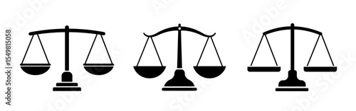 Scales icon set. Justice scales. Weight scales. Scales vector icon. Vector illustrations