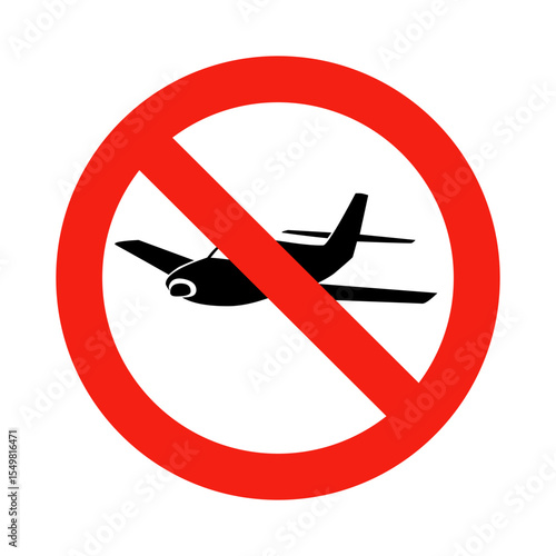 No Airplane Sign Vector Icon- no dronde - Aviation Travel Prohibited Symbol