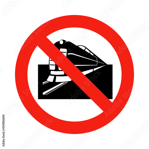No Train Sign Vector Icon - Railway Prohibited Symbol