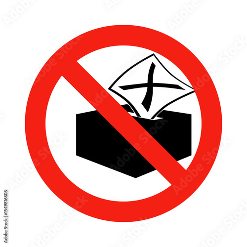 No Mailbox Sign Vector Icon - Postal Service Prohibited Symbol