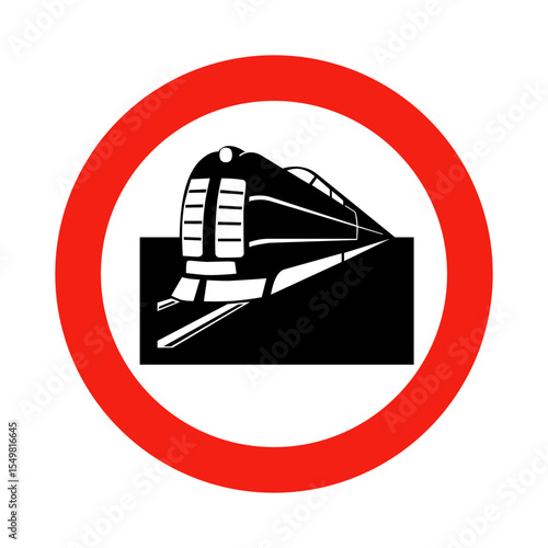 Train Sign Vector Icon - Railway Prohibited Symbol