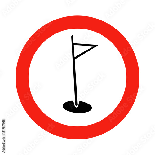 Golf Flag Sign Vector Icon - Golfing Area Symbol