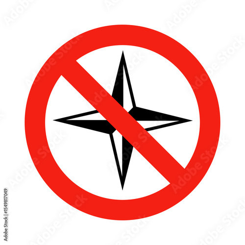 No Compass Sign Vector Icon - Navigation Prohibited Symbol