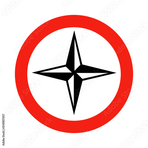 Compass Vector Icon - Navigation Direction Symbol