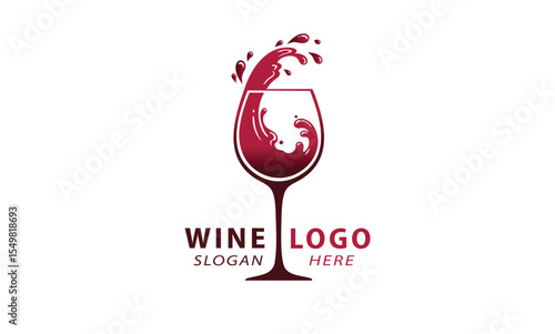 "Dynamic Wine Glass Logo with Red Splashing Liquid - Vineyard & Sommelier Branding"