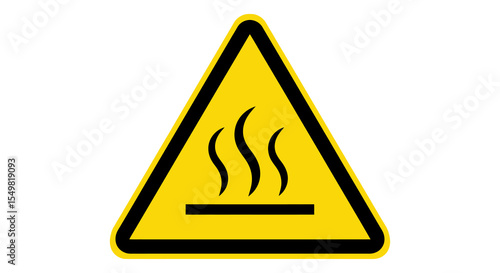 Warning Sign: Yellow Triangle with Black Hot Surface Symbol