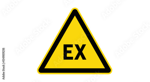 Yellow Explosive Hazard Warning Triangle Sign with EX Symbol