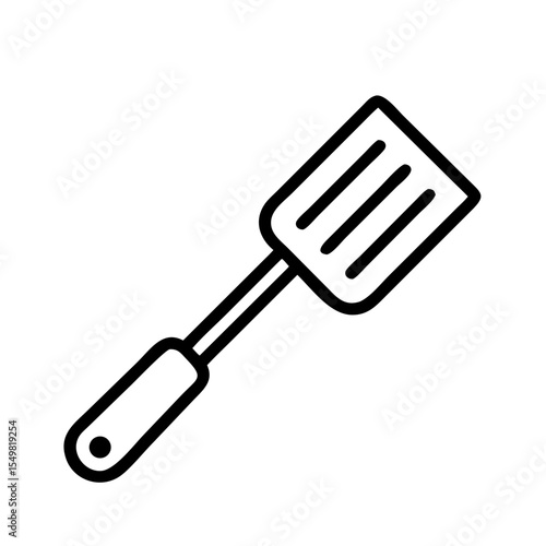 Kitchen Spatula Icon Outline | Cooking Utensil Vector PNG | Flat Turner Tool Symbol Graphic for Chef, Bakeware, Frying, Meal Prep & Culinary Design