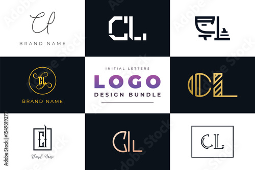 Initial letters CL Logo Design Bundle
