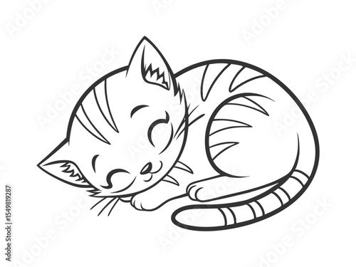 Small tabby kitten vector illustration. Cat for vinyl cutting and printing. Lovely pets