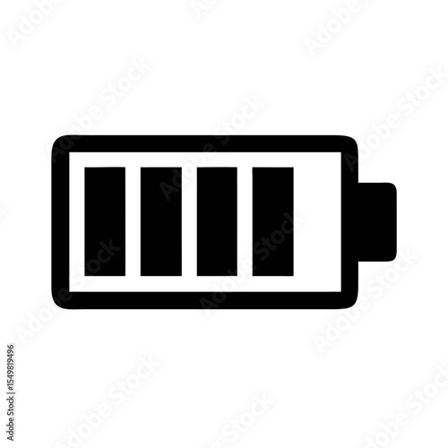 Full Battery Icon Silhouette | Power Charge Level Vector PNG | Energy Symbol Graphic for Mobile, Tech, Devices, Charging, UI & Digital Design