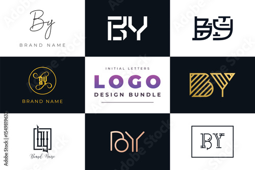 Initial letters BY Logo Design Bundle