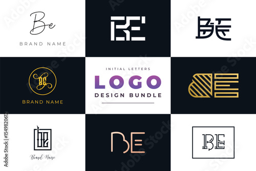 Initial letters BE Logo Design Bundle