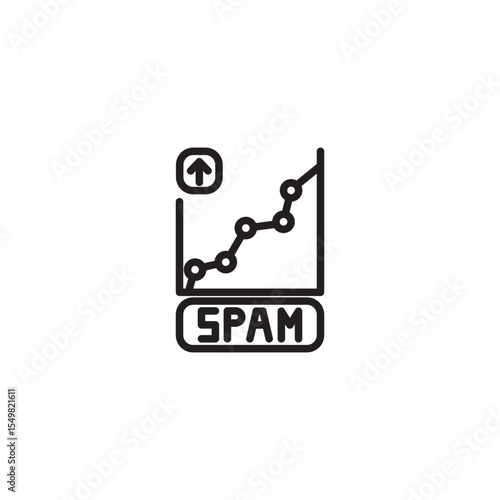 A line art icon depicts a graph with an upward trend, marked by connected dots. Below the graph, a rectangle labeled "SPAM" suggests an increase in unwanted content. 