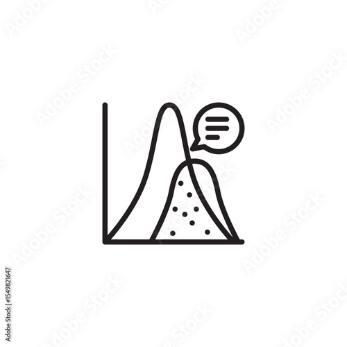 A line art icon features two overlapping bell curves on a graph, one with a speckled fill. 