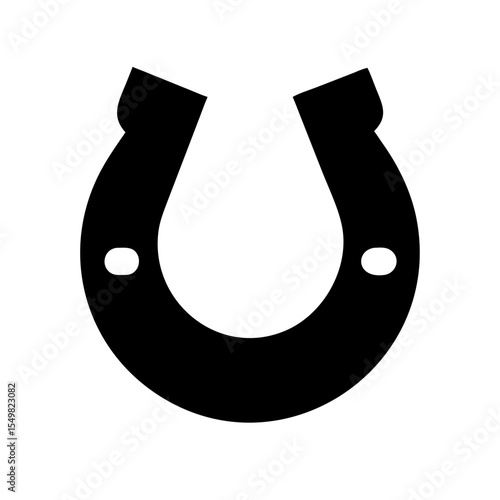 Classic black horseshoe silhouette with two nail holes on a white background