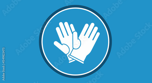 Pair of White Safety Gloves in a Blue Circle