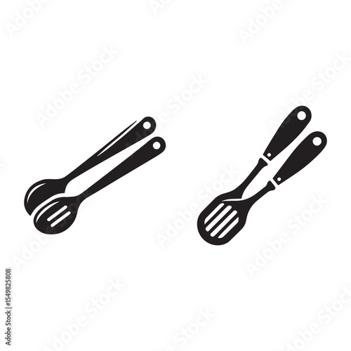 Silhouette of kitchen tong vector on a white background. Kitchen tong icon	