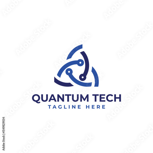 quantum technology logo design modern minimal circuit technology 