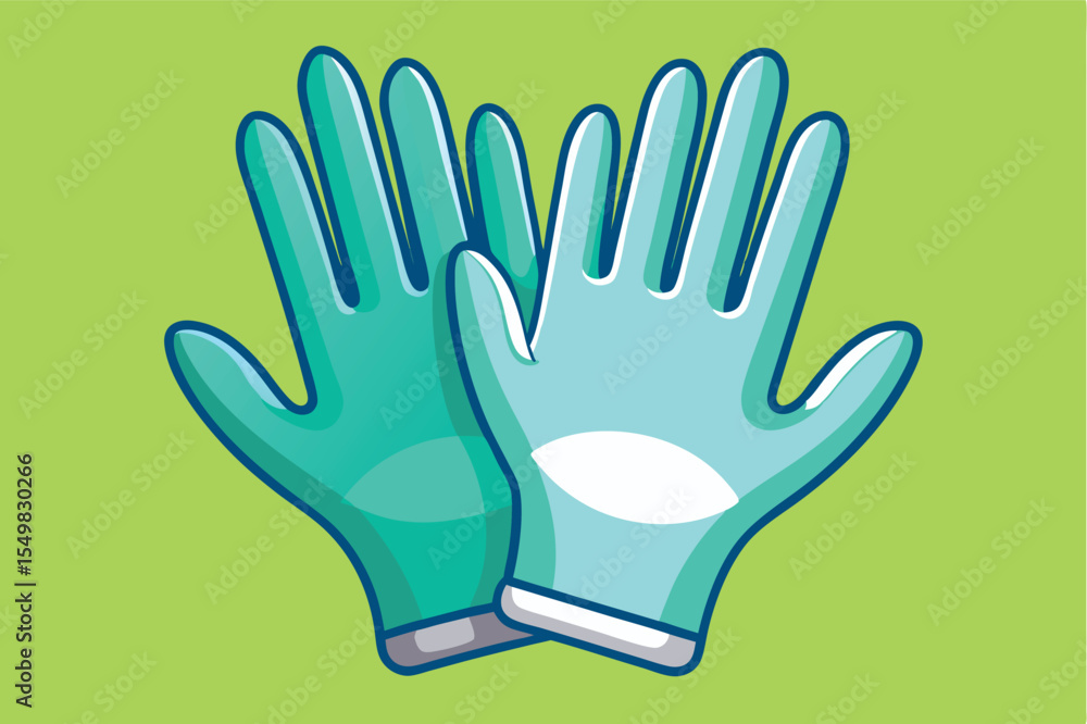 Obraz premium Colorful kitchen gloves placed on a bright green background for cleaning and cooking tasks