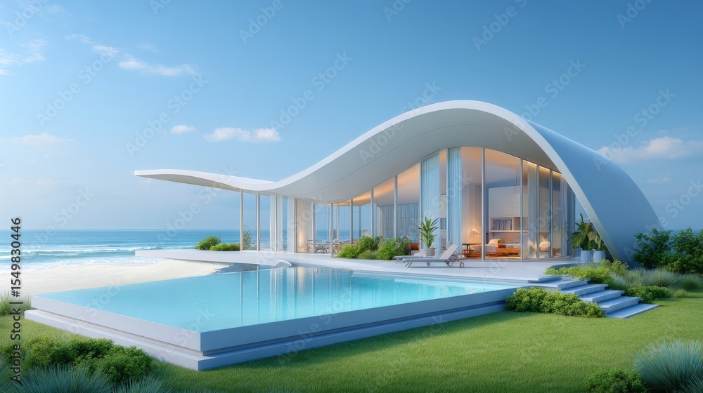 Fototapeta premium Modern Coastal Beachfront Villa