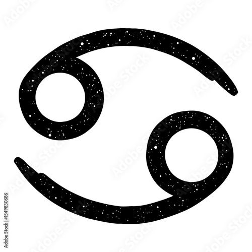 Cancer Zodiac Sign Cosmic Stars Universe Textured Double Exposure Black and White Outline Line Art Drawing