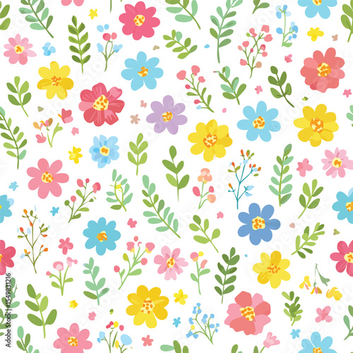 Cute hand drawn colorful with white background seamless pattern for paper fashionfabricwallpaper
