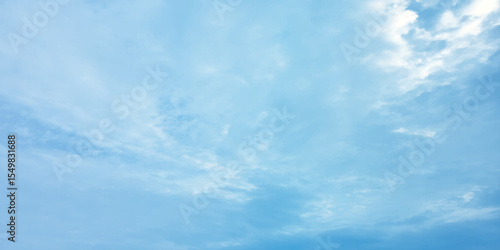 Abstract watercolor blue background. watercolor painting, blue sky overcast above the clouds in horizontal view, beautiful cloudscape for white natural canvas image 