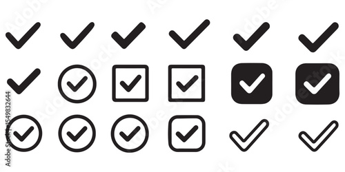 Checkmark icon. Verified checkmark icon set. Vector illustration