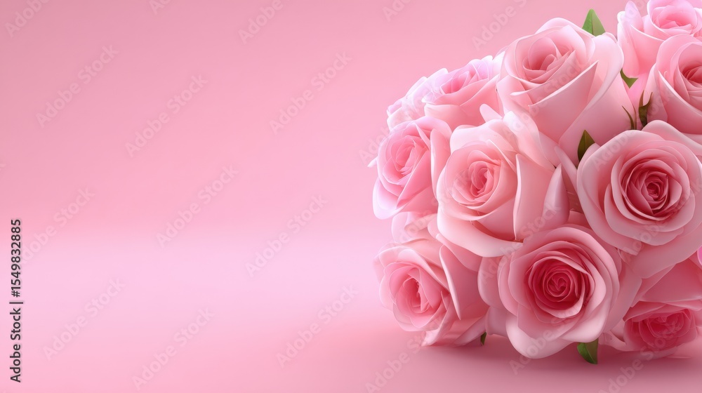 Beautiful Pink Rose Bouquet on Soft Background Beautiful Pink Rose Bouquet on Soft Background