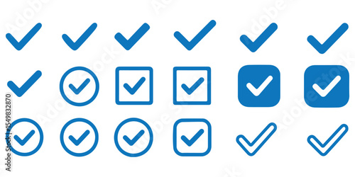 Checkmark icon. Verified checkmark icon set. Vector illustration