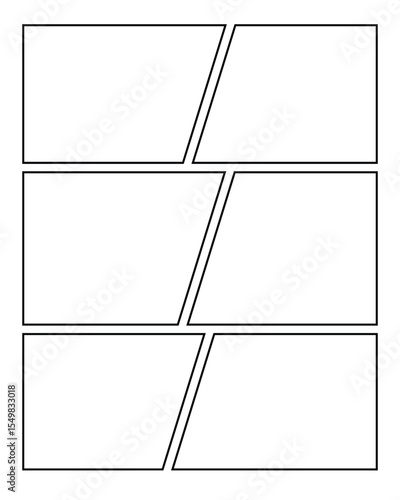 Manga Storyboard Template – Versatile Comic Strip Layout with Rounded Corners
