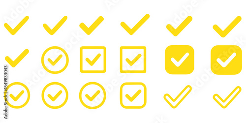 Checkmark icon. Verified checkmark icon set. Vector illustration