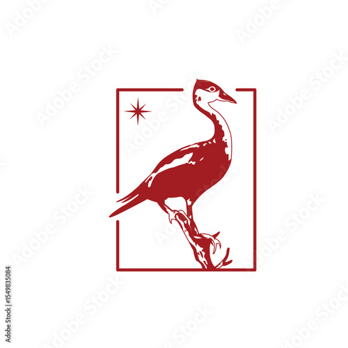 vintage whistling duck and north star logo design