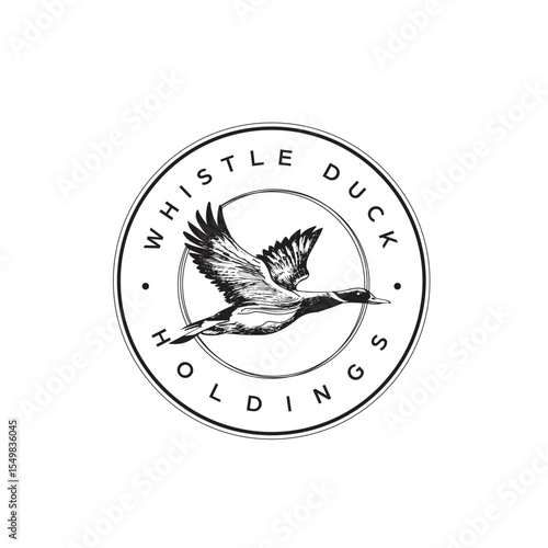 vintage whistling duck and north star logo design