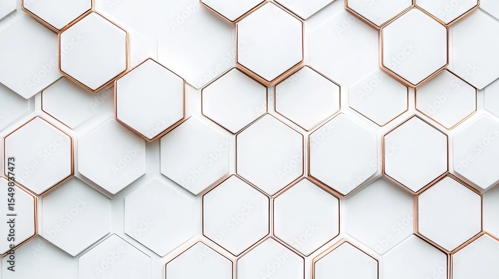 Obraz premium White and rose gold honeycomb pattern.