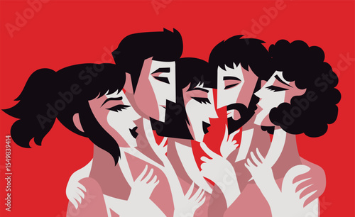 romantic group of poly people 