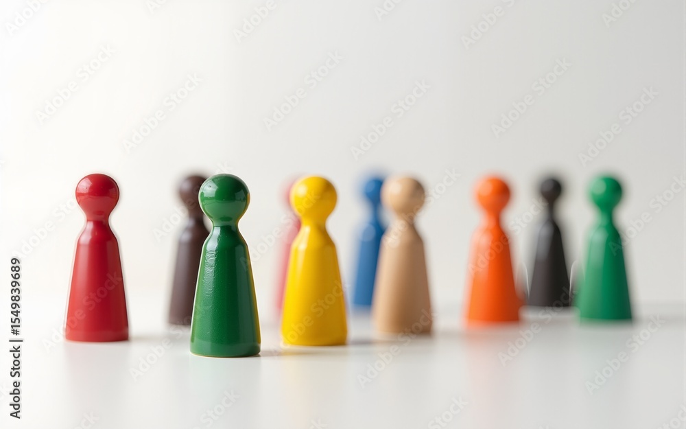 Colorful wooden figures representing diversity and inclusion on a minimalist background. Ideal for social themes and teamwork. High quality Colorful wooden figures representing diversity and inclusion on a minimalist background. Ideal for social themes and teamwork. High quality