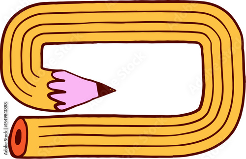 Hand drawn curved pencil cartoon