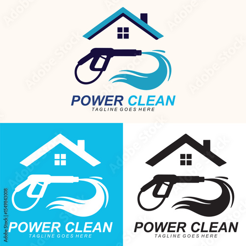 Power Washing Logo Design – Pressure Cleaning House Vector Icon