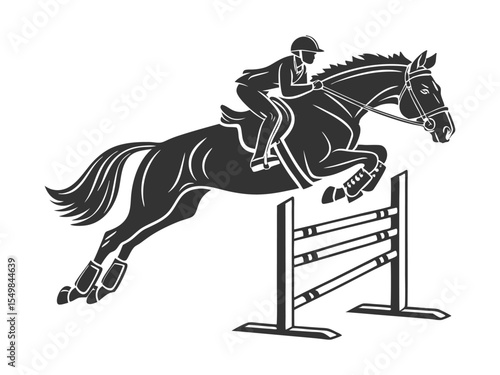 Graphics design silhouette horse high jump isolated white background vector illustration