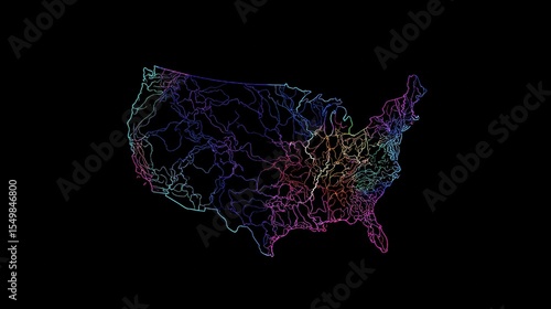 Comprehensive Map of U.S. Transportation Networks with Colorful Routes