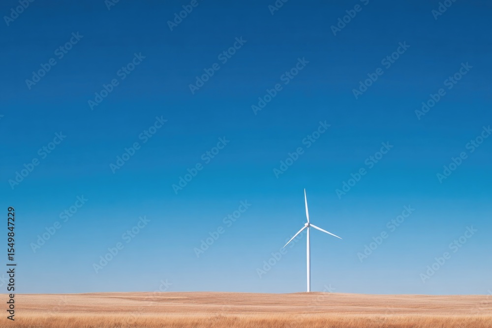 lone wind turbine stands tall against clear blue sky embodying clean energy progress with ample copy space lone wind turbine stands tall against clear blue sky embodying clean energy progress with ample copy space