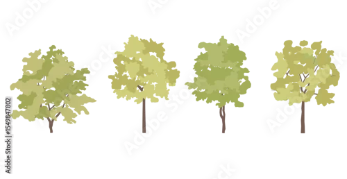Tapety Spring trees in elevation and plan view for use in architectural drawings	