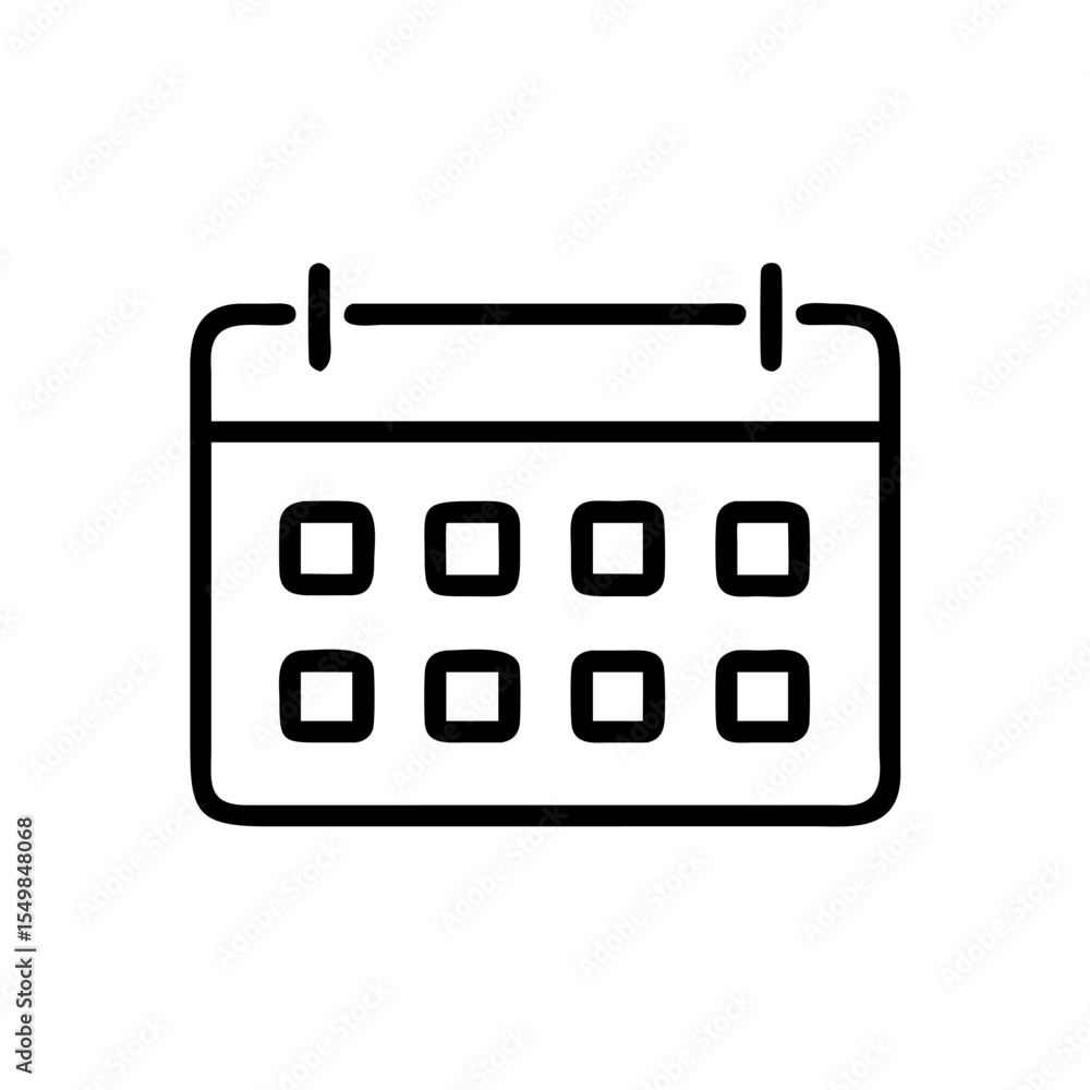 Black Calendar Icon Silhouette on White Background, Minimalist Date Symbol for Scheduling, Planning, and Organizer Apps, Vector Graphic for Web and Mobile UI Black Calendar Icon Silhouette on White Background, Minimalist Date Symbol for Scheduling, Planning, and Organizer Apps, Vector Graphic for Web and Mobile UI