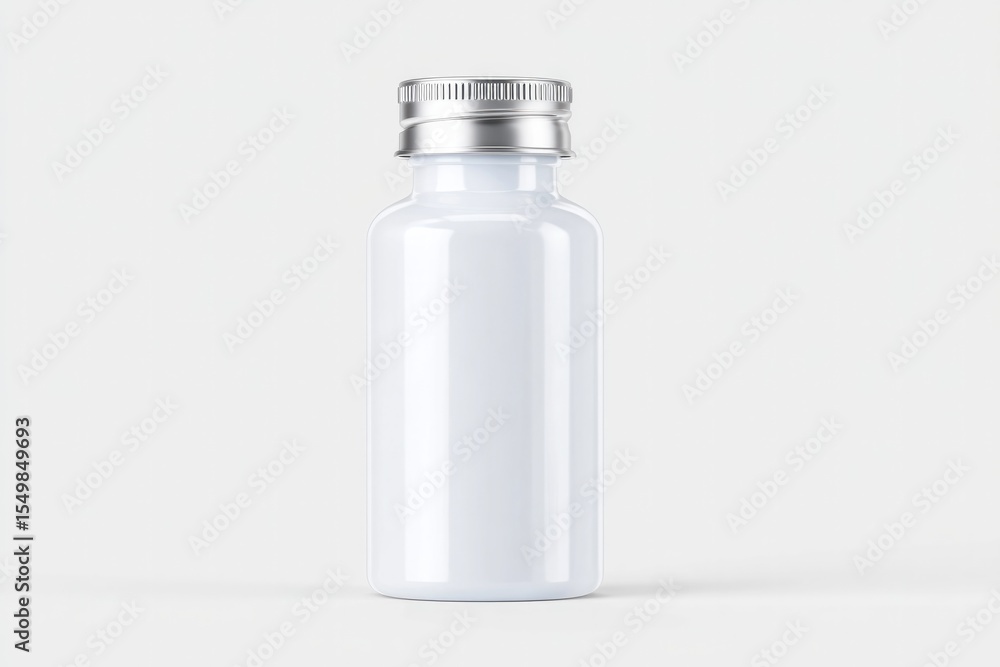 modern pill bottle stands isolated on pristine white background modern pill bottle stands isolated on pristine white background