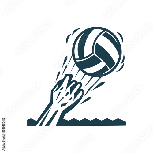 Volleyball Spike Icon - Vector Illustration Hand spiking a volleyball downward