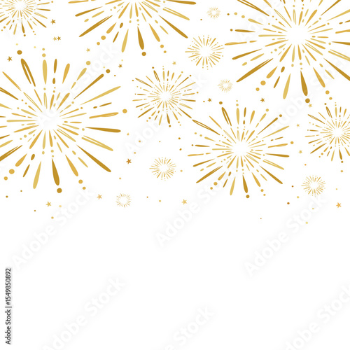 Modern celebration fireworks isolated on white background, firework clipart no background vector for Christmas, New year, Holiday, Birthday, Diwali, Anniversary, Victory, Party, Carnival