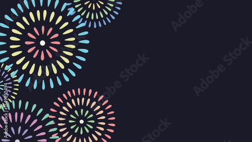 Horizontal Fireworks on the Left Side with Ample Copy Space, Perfect for Banners, Flyers, and Celebration Designs