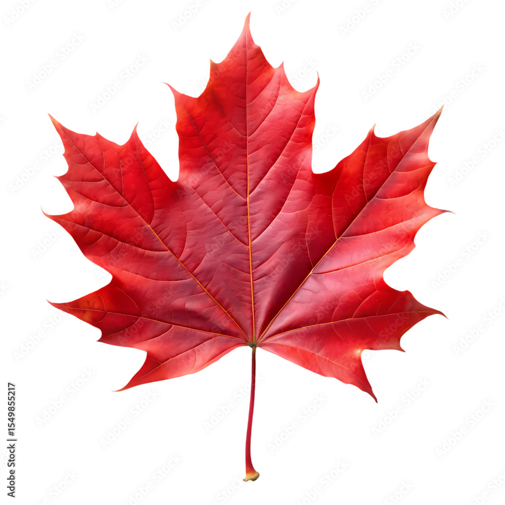 Naklejka premium Single Red Maple Leaf isolated on transparent baackground